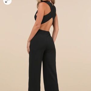 Lulus Thinking Out Loud Black Backless Jumpsuit